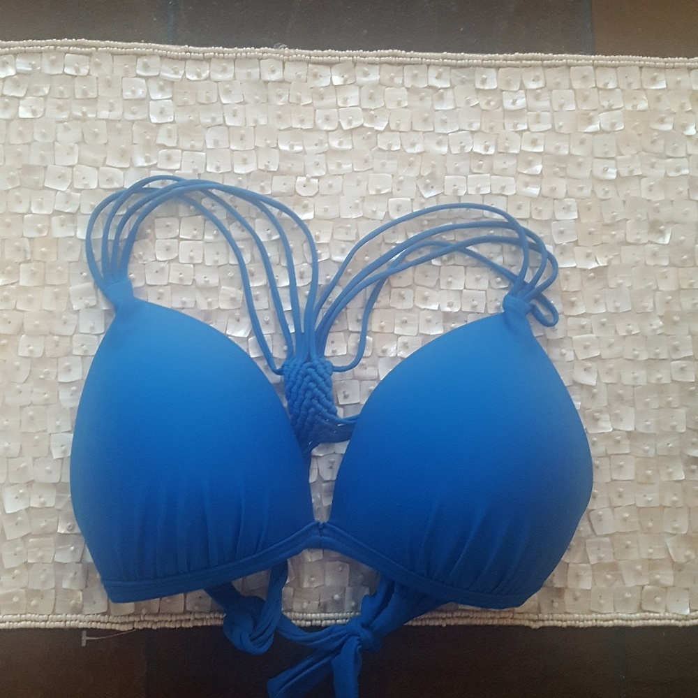 Hula honey blue bikini top large
